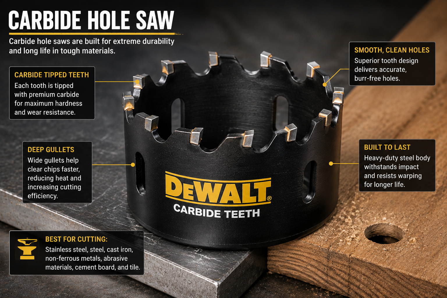 Carbide vs. Bimetal Hole Saws: Choosing the Right Cutting Edge for Thick Metal and Wood - image 03